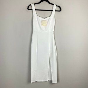 Showpo Mini Love Square Neck Split Midi Dress White Size US 4 NWT
